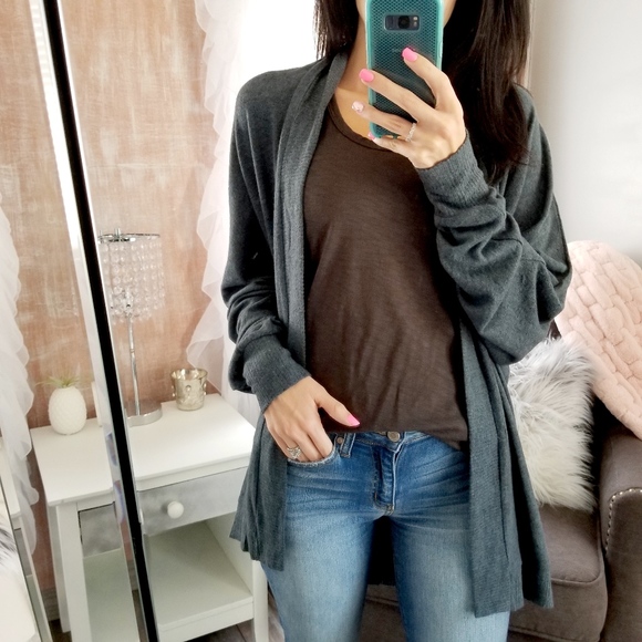 Teal Loose Fit Dolman Cardigan Oversized Slouchy - Picture 6 of 8